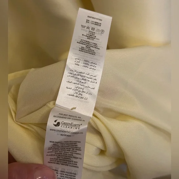 NEW Self-Portrait Light Yellow Taffeta Midi Belted Dress | size UK 6 / US 2 - Picture 9 of 12